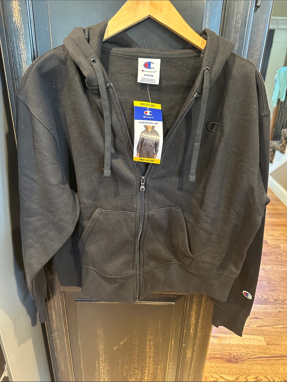 Champion Black Full-Zip Hoodie with Hood